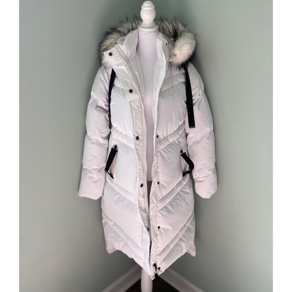 NWT Saint + Sinner White Puffer Faux Fur Midi Jacket - Picture 2 of 6